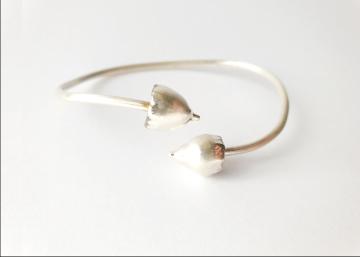 Magic Mushroom Bracelet Bangle Psilocybin Solid Silver : $175