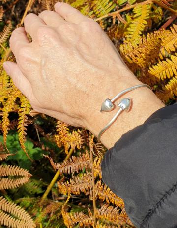 Magic Mushroom Bracelet Bangle Psilocybin Solid Silver : $175