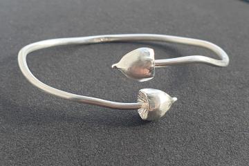 Magic Mushroom Bracelet Bangle Psilocybin Solid Silver : $175