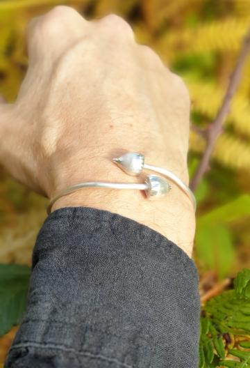 Magic Mushroom Bracelet Bangle Psilocybin Solid Silver : $175