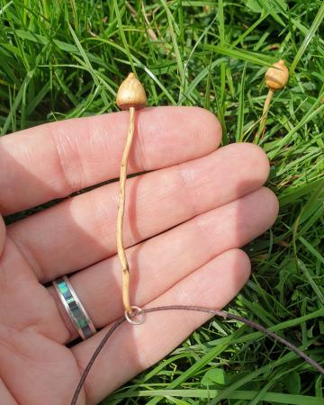 Magic Mushroom Pendant Liberty cap Necklace, Yew wood NEW DESIGN : $16