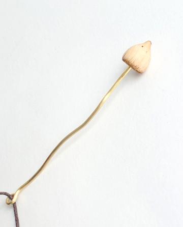 Magic Mushroom Pendant Liberty cap Yew wood Cap, Bronze Brass or Silver stem : $9