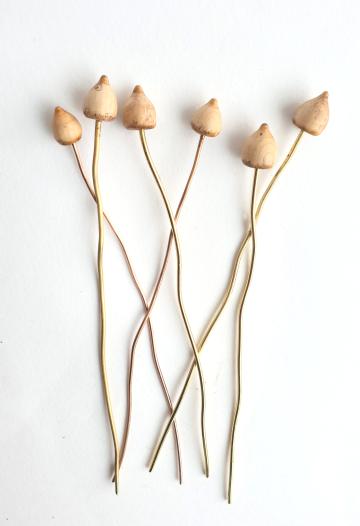 Magic Mushroom Liberty cap Sculpture Ornament Plant Pot Garden Lawn Yew wood with Bronze, Brass or Yew wood Stem : $6