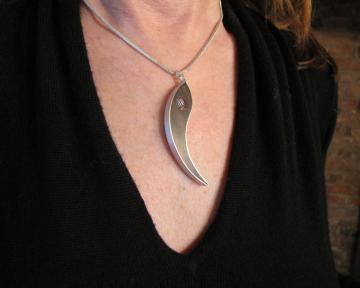 Ying Jewelry Pendant Ebony, Silver with Zebra shell : $119