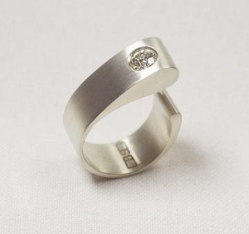 Engagement Ring - Solid White Gold with Diamond