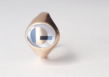 Old Signet ring re-design commission Bauhaus / Art Decco Deco