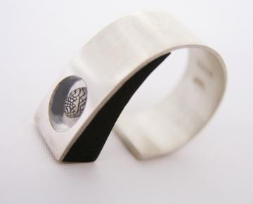 Ring Silver, Ebony & Zebra shell Adjustable to fit : $94