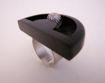 Ebony Ring with Zebra shell Automoata : $244